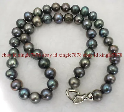 Natural 8-9mm Genuine Freshwater Black Pearl Necklace 20  • $10.99