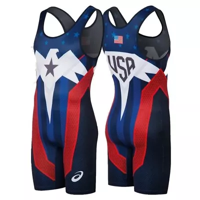 NEW RARE Men's USA Wrestling Singlet | Adult L | Blue Red White • $65