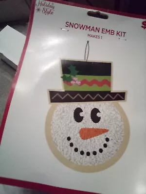 Snowman Embroidery Kit - Ornament/Hanging Decor Kit - Makes 1 - Holiday Style • $12