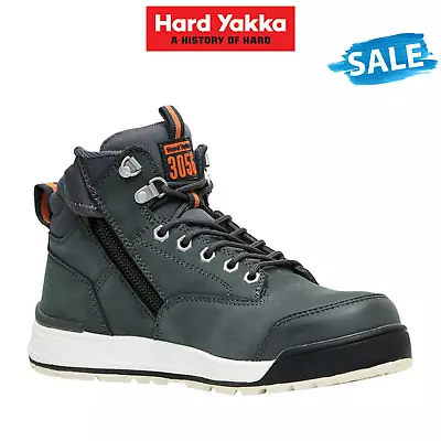 SALE Hard Yakka Lace Zip Safety Boots 3056 Work Steel Cap Memory Foam Y60204 • $136.45