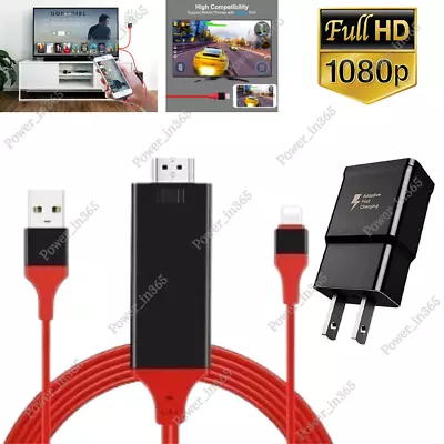 1080P HDMI Mirroring Cable Phone To TV HDTV Adapter For IPhone 6 7 8 X 12 13 14 • $11.45