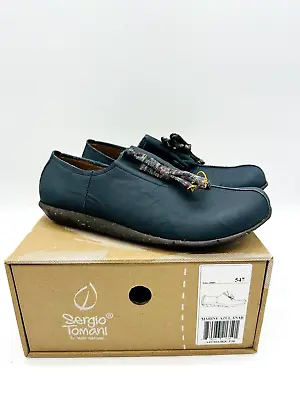 Sergio Tomani WOMEN'S Marine Leather Slip-On Shoes - Azul US 9 / EUR 40 • $94.98