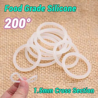 £2.58 • Buy FOOD GRADE O Rings. 1.5mm Cross Section. CLEAR SILICONE Rubber 5mm-80mm OD