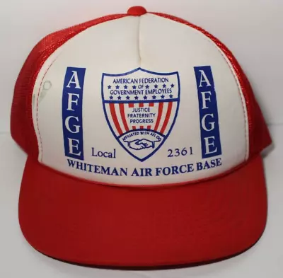 1980s Vintage Trucker Hat Cap Whiteman Air Force Base AFGE USAF Snapback Hat Cap • $14.69