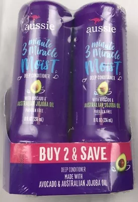 Aussie Moist 3 Minute Miracle Jojoba Oil Conditioning Treatment 8oz Each 2 Pk • $24.73