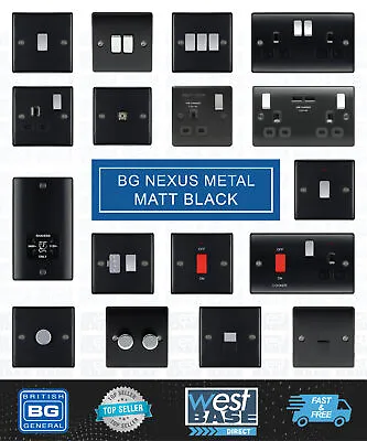 £10.99 • Buy BG NEXUS METAL MATT BLACK Switches & Sockets Decorative Light Mains USB 13A