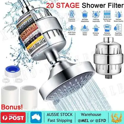 20 Stage Shower Head Filter Bath Hard Water Softener Chlorine Purifier+2 Filters • $24.45