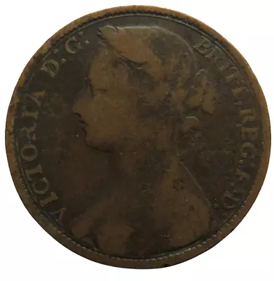 1878 Queen Victoria Bun Head One Penny Coin - Great Britain • £4.95