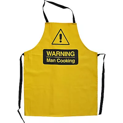 Warning! Man Cooking Apron - Funny Novelty Kitchen Pinny Gift For Him Her • £4.95