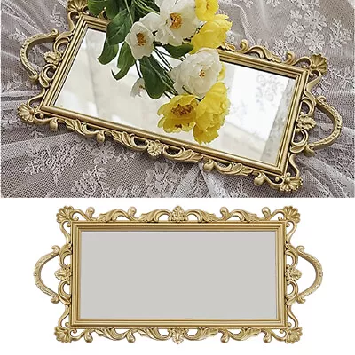 Decorative Mirrored Tray Tealight Candle Holder Plate Vanity Perfume Display • £7.94