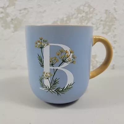 Bee & Willow Spring Mug Monogram Letter  B  Floral Print Blue Yellow Coffee Tea • $10.80