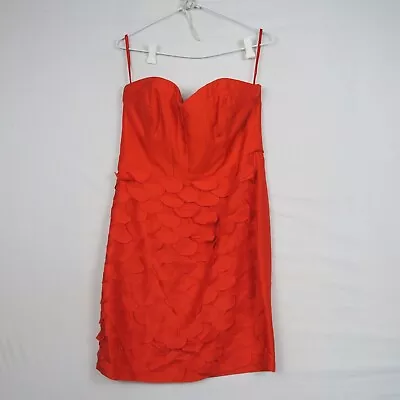 Nicola Finetti Womens Slip Dress 12(AU) Or Medium Orange Sweetheart Straps Mini • $12.99