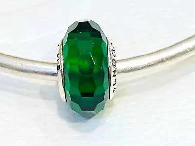 Authentic Pandora Sterling Silver Faceted Murano Green Charm 791619 Retired • $44