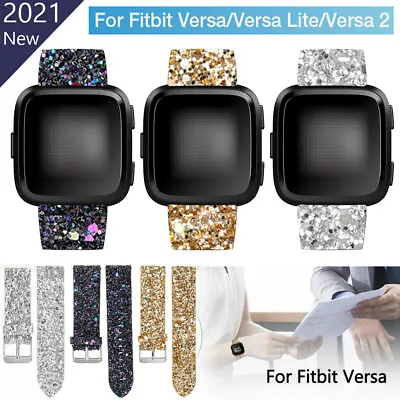 Bling Glitter Leather Strap Bracelet For Fitbit Versa Lite / Versa 2 Watch Band  • $5.64