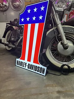 #1 Harley Davidson Neon Sign LED Mancave Garage Evil Knievel American Shovelhead • $650