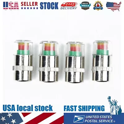 4 Pcs Car Tyre Valve Stem Cap With Pressure Indicator Monitor Sensor Bike #36PSI • $11.13