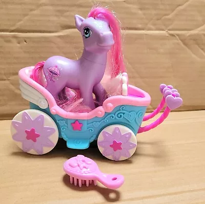 My Little Pony G3 Crystal Princess Pretty Parasol Pony Carriage & Brush • £7.99