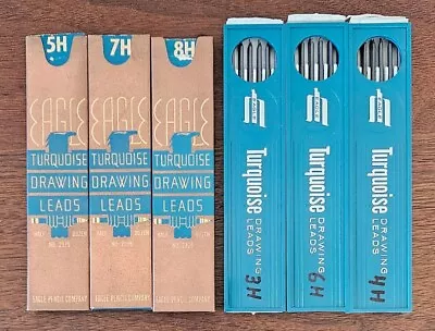 6 Boxes Eagle Pencil Turquoise Drawing Leads 5H 7H 8H Gold Box; 3H 4H 6H Plastic • $16