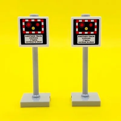 LEGO Train Track Part Level Crossing Signs X2 Street Road Traffic Light • $11.79