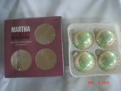 Nice! 2002 Boxed Set 4 Martha Stewart Everyday Striped Glass Ornaments Made Usa  • $19.99