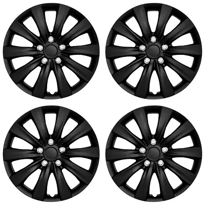 16  Set Of 4 Black Wheel Covers Snap On Full Hub Caps Fits R16 Tire & Steel Rim • $50.17