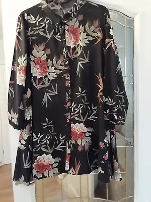 Zara Long Floral Shirt Size (l.  18/20) In V. G C • £5.50