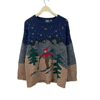 Vintage Ivy X-Large Sweater Christmas Skier Ski Winter Pullover Womens READ • $29.99