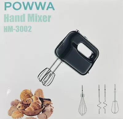 Hand Mixer POWWA 5 Speed Electric Kitchen Handheld Mixers With 5 Food Grade Sta • £14.40