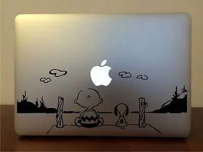 Charlie Brown And Snoopy Decal - Mac Apple Logo Laptop Vinyl Sticker Peanuts  • $12