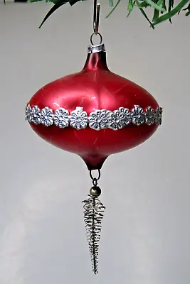 Vintage Glass Wire Coil TREE Hanger UFO Drop Christmas Ornament Germany #2 • $35