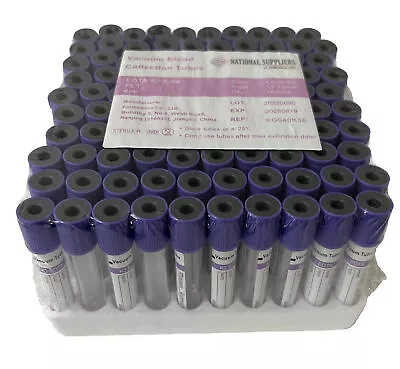 Blood Collection Tubes EDTA K2 Vacuum Blood Tubes 4mL- Sterile-13x75mm • $15.99