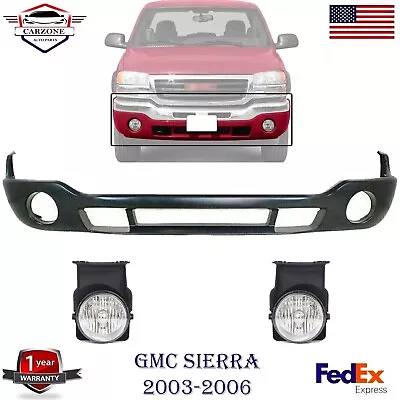 New Front Bumper Lower Valance + Fog Lights For 2003-2006 GMC Sierra. • $199.96