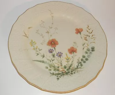 MIKASA Margaux Dinner Plate 11  D1006 Fine Ivory Weave Rim Rust Yellow Floral • $26