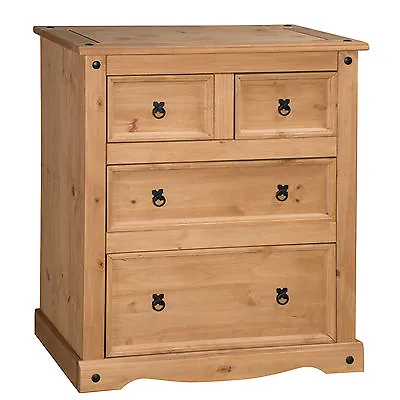 Corona Chest Of Drawers 2+2 4 Drawer Mexican Solid Pine By Mercers Furniture® • £119.99