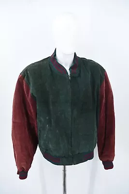 Colebrook Suede Zip Varsity Jacket Dark Green/Wine Mens Size XL • $42