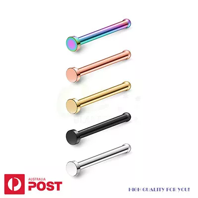 2-6PCS Nose Stud Piercing Ring Flat End Straight Surgical Steel Body Jewellery • $3.99