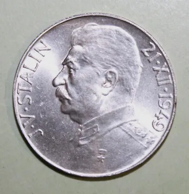 S2 - Czechoslovakia 50 Kr 1949 Brilliant Uncirculated Silver Coin - Josef Stalin • $25.77