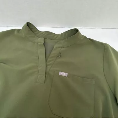 Figs Kitale Maternity Scrub Top Mandarin Collar Olive Army Green Size XL • $24.99