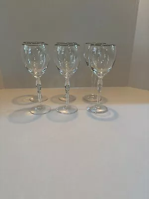 Waterford Marquis Crystal Wine Glasses With Platinum Ring Set Of 6 • $49.99