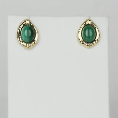 14k Yellow Gold Malachite Womens Stud Earrings • $139