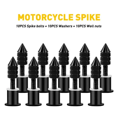 Black Motorcycle 5mm Spike WindScreen Windshield Bolt Screws Nut Replacement Kit • £7.55