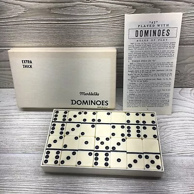 Vintage Puremco Extra Thick Marblelike Dominoes No.716 White Made In Waco Texas • $29.95