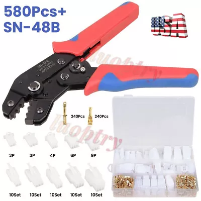 580Pcs Motorcycle Car Electrical 2.8mm 2/3/4/6/9 Pin Wire Connectors Crimper Set • $18.99