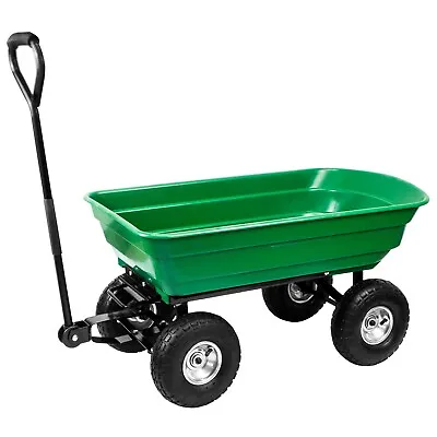 GARDEN DUMP TROLLEY Heavy Load Gravel Soil Cart Tipping Wheelbarrow Tip Truck • £59.97