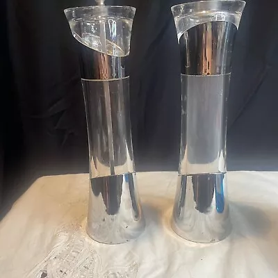 Olde Thompson Salt And Pepper Set Mill Lucite Chrome 1970s Vintage • $24.99