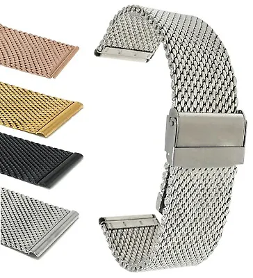 Bandini Stainless Steel Mesh Watch Band Strap Thick Metal - 18mm 20mm 22mm 24mm • $18.95