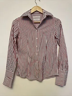 Ladies RHODES & BECKETT 100% Egyptian Cotton Pinstripe Collared Shirt Size 4 • $34.95