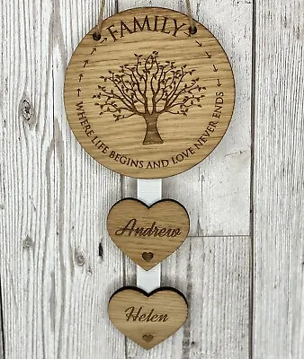 Personalised Family Where Life Begins Hanging Heart New Home Housewarming Gift. • £11.95