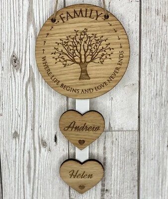 Personalised Family Where Life Begins Hanging Heart New Home Housewarming Gift. • £11.95