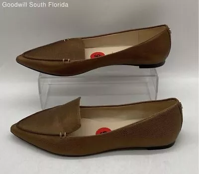 Authentic Karl Lagerfeld Womens Destine Brown Leather Slip On Loafer Flats Sz 6M • $34.99